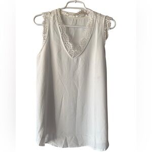 NWT SHEIN White Lace Trim Sleeveless Top